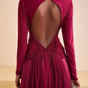 Elegant Backless Burgundy Dress